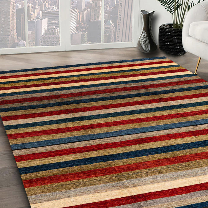 Abstract Red Modern Rug in Family Room, abs3316