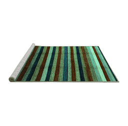 Sideview of Machine Washable Abstract Turquoise Modern Area Rugs, wshabs3316turq