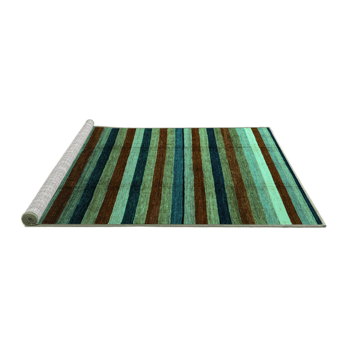Sideview of Machine Washable Abstract Turquoise Modern Area Rugs, wshabs3316turq