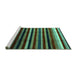 Sideview of Machine Washable Abstract Turquoise Modern Area Rugs, wshabs3316turq