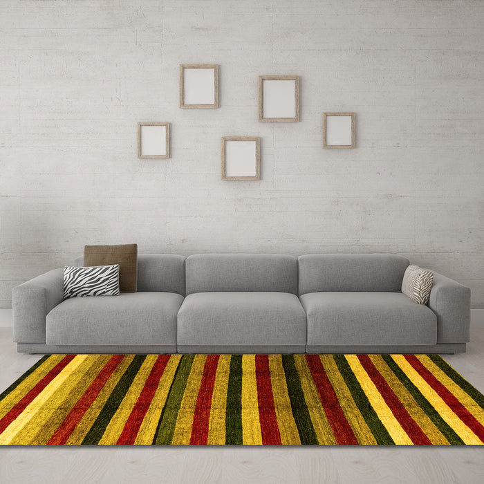 Machine Washable Abstract Yellow Modern Rug in a Living Room, wshabs3316yw
