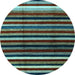 Round Abstract Light Blue Modern Rug, abs3316lblu