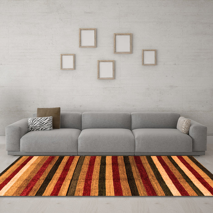 Machine Washable Abstract Orange Modern Area Rugs in a Living Room, wshabs3316org