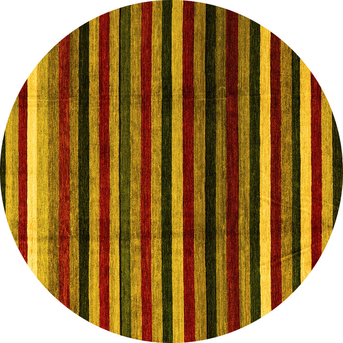 Round Abstract Yellow Modern Rug, abs3316yw