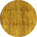 Round Abstract Yellow Modern Rug, abs3317yw