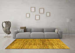 Machine Washable Abstract Yellow Modern Rug in a Living Room, wshabs3317yw