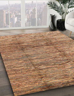Abstract Brown Red Modern Rug in Family Room, abs3317