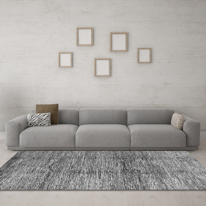 Machine Washable Abstract Gray Modern Rug in a Living Room,, wshabs3317gry