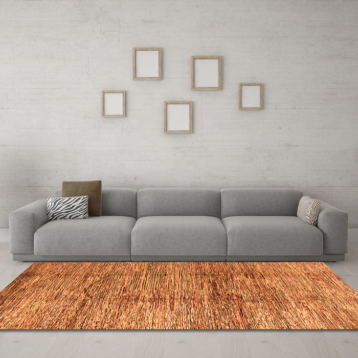 Machine Washable Abstract Orange Modern Area Rugs in a Living Room, wshabs3317org