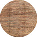 Round Abstract Brown Red Modern Rug, abs3317