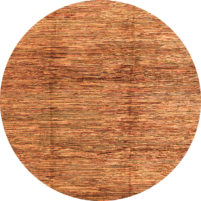 Round Machine Washable Abstract Orange Modern Area Rugs, wshabs3317org