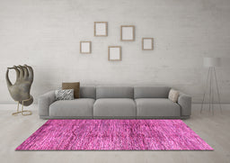 Machine Washable Abstract Pink Modern Rug in a Living Room, wshabs3317pnk
