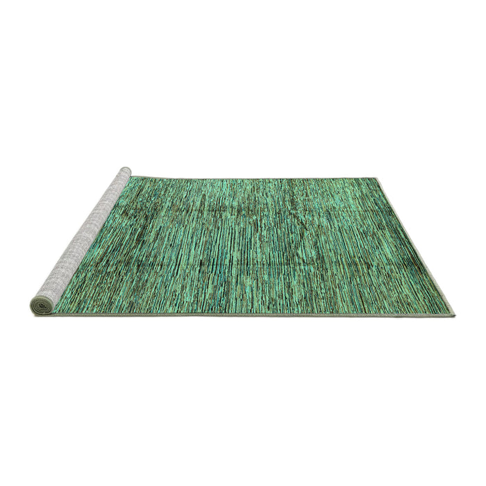 Sideview of Machine Washable Abstract Turquoise Modern Area Rugs, wshabs3317turq