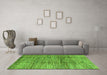 Machine Washable Abstract Green Modern Area Rugs in a Living Room,, wshabs3317grn