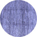 Round Machine Washable Abstract Blue Modern Rug, wshabs3317blu