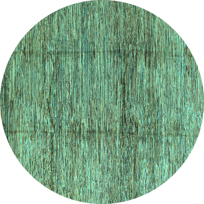 Round Machine Washable Abstract Turquoise Modern Area Rugs, wshabs3317turq