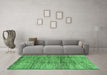 Machine Washable Abstract Emerald Green Modern Area Rugs in a Living Room,, wshabs3317emgrn