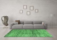 Machine Washable Abstract Emerald Green Modern Rug, wshabs3317emgrn