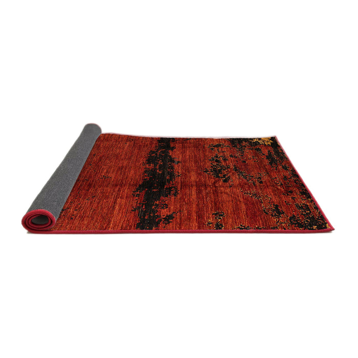 Sideview of Abstract Saffron Red Modern Rug, abs3318