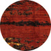 Round Abstract Saffron Red Modern Rug, abs3318