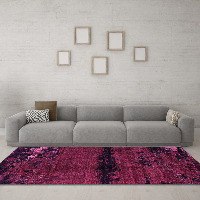 Machine Washable Abstract Purple Modern Area Rugs in a Living Room, wshabs3318pur