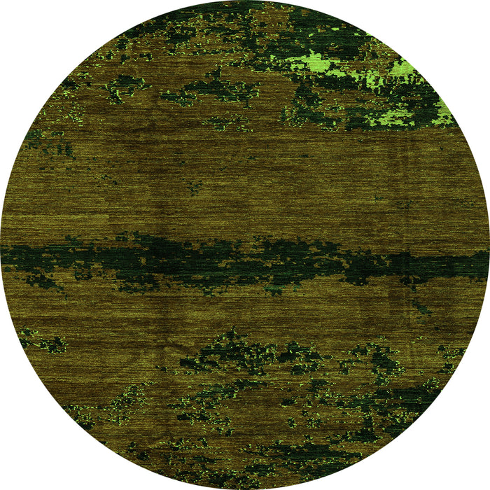 Round Abstract Green Modern Rug, abs3318grn