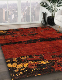 Abstract Saffron Red Modern Rug, abs3318