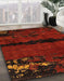 Abstract Saffron Red Modern Rug in Family Room, abs3318