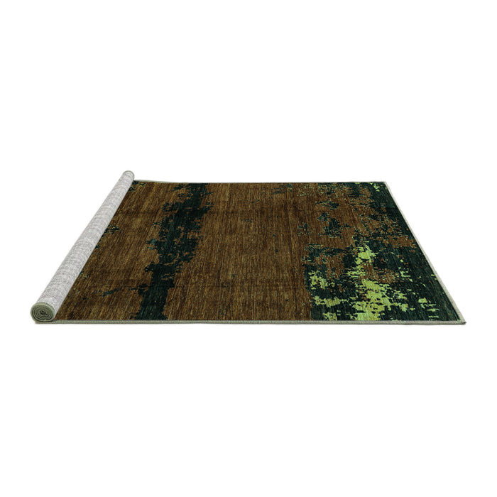 Sideview of Machine Washable Abstract Turquoise Modern Area Rugs, wshabs3318turq