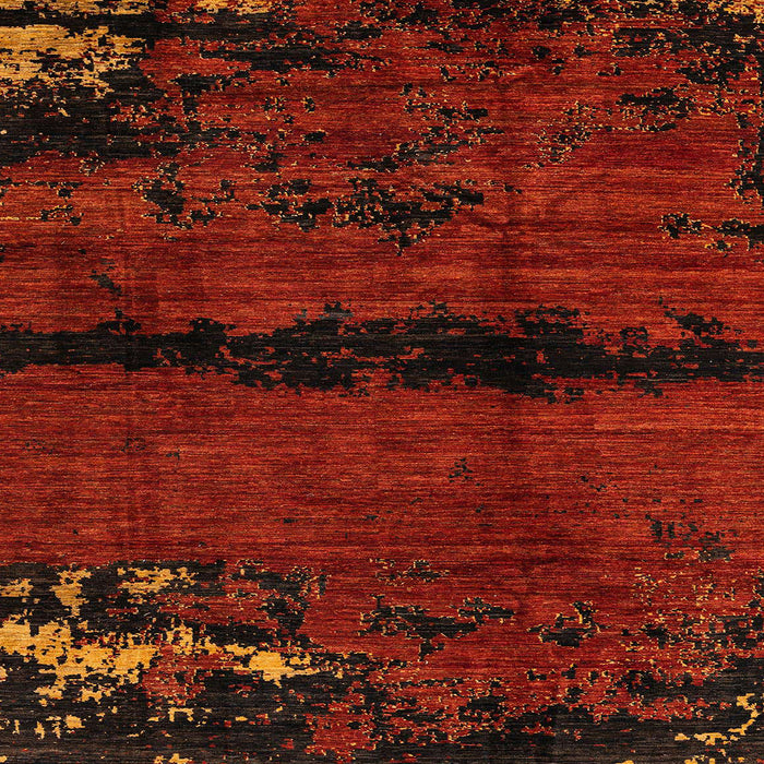 Square Abstract Saffron Red Modern Rug, abs3318