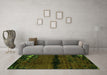 Machine Washable Abstract Green Modern Area Rugs in a Living Room,, wshabs3318grn