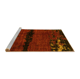 Sideview of Machine Washable Abstract Yellow Modern Rug, wshabs3318yw