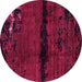 Round Machine Washable Abstract Pink Modern Rug, wshabs3318pnk