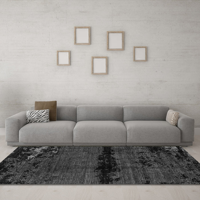 Machine Washable Abstract Gray Modern Rug in a Living Room,, wshabs3318gry