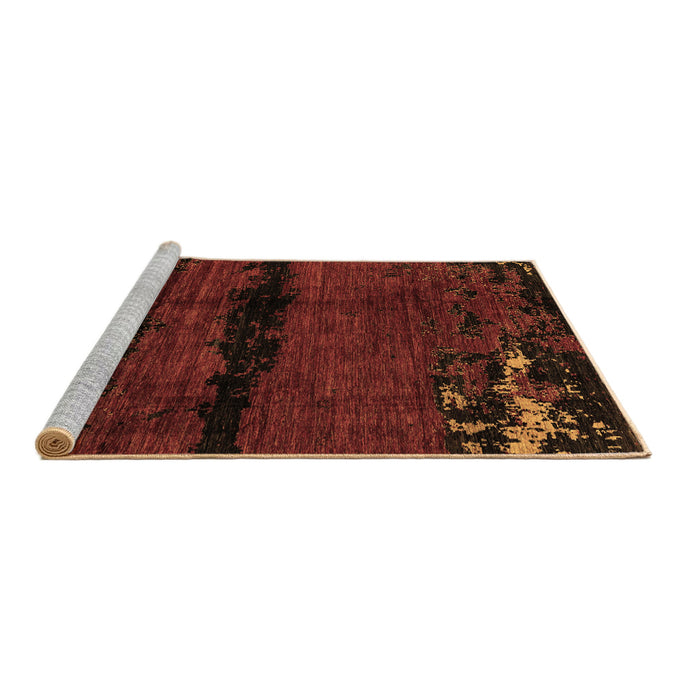Sideview of Machine Washable Abstract Brown Modern Rug, wshabs3318brn