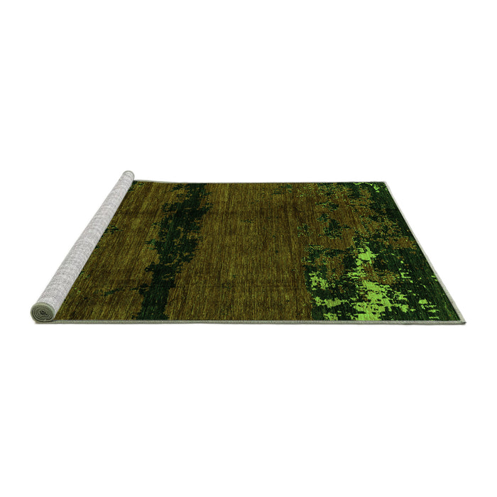 Sideview of Machine Washable Abstract Green Modern Area Rugs, wshabs3318grn