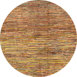 Round Machine Washable Abstract Orange Rug, wshabs3319