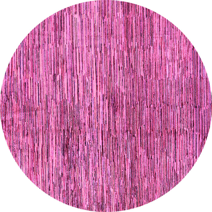 Round Machine Washable Abstract Pink Modern Rug, wshabs3319pnk