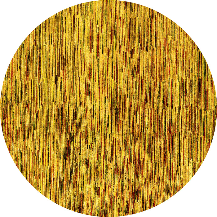 Round Abstract Yellow Modern Rug, abs3319yw
