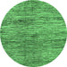 Round Abstract Emerald Green Modern Rug, abs3319emgrn