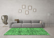 Machine Washable Abstract Emerald Green Modern Area Rugs in a Living Room,, wshabs3319emgrn