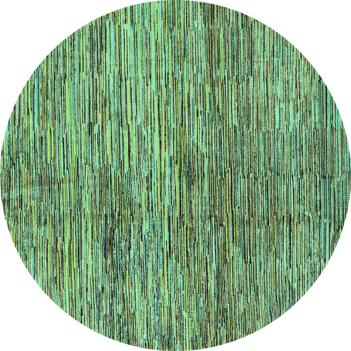 Round Machine Washable Abstract Turquoise Modern Area Rugs, wshabs3319turq