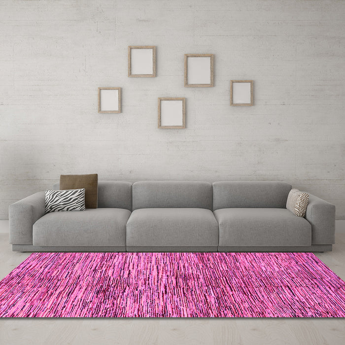 Machine Washable Abstract Pink Modern Rug in a Living Room, wshabs3319pnk