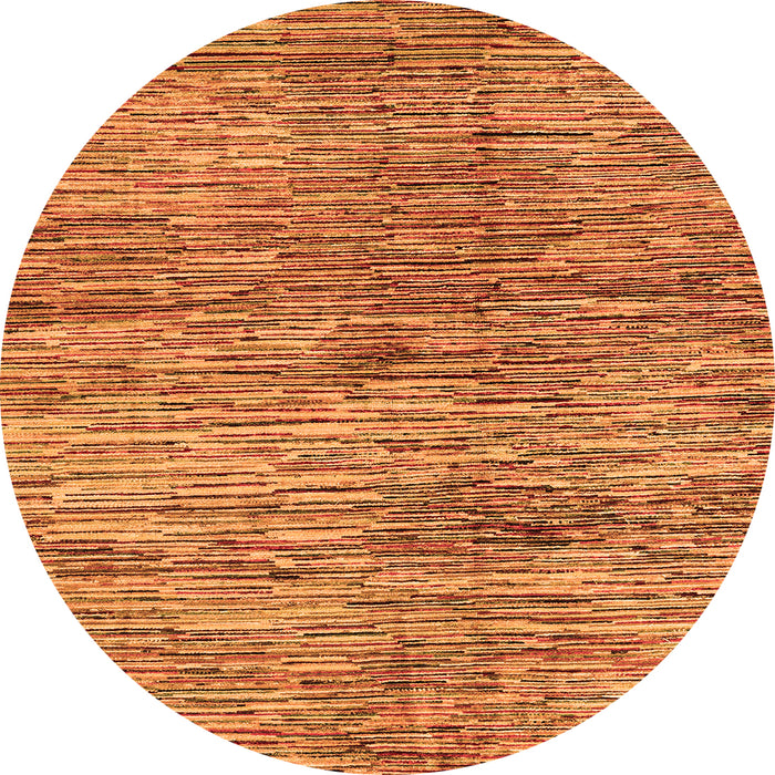 Round Machine Washable Abstract Orange Modern Area Rugs, wshabs3319org
