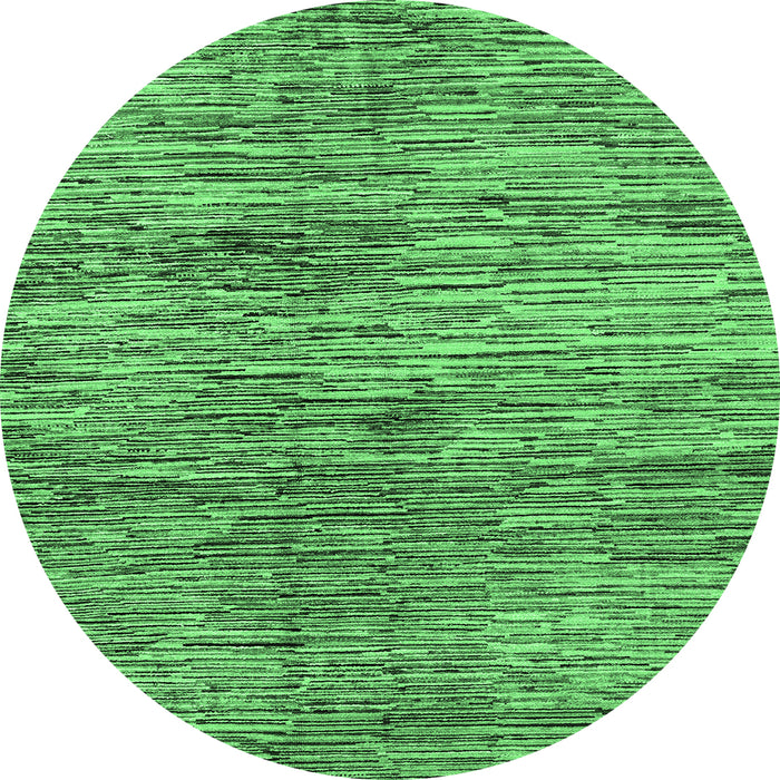 Round Machine Washable Abstract Emerald Green Modern Area Rugs, wshabs3319emgrn