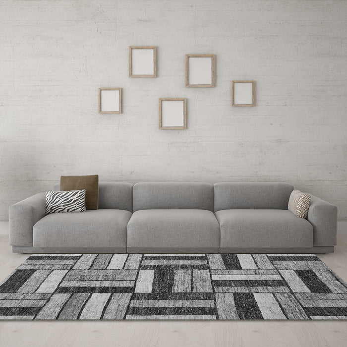 Machine Washable Abstract Gray Modern Rug in a Living Room,, wshabs331gry