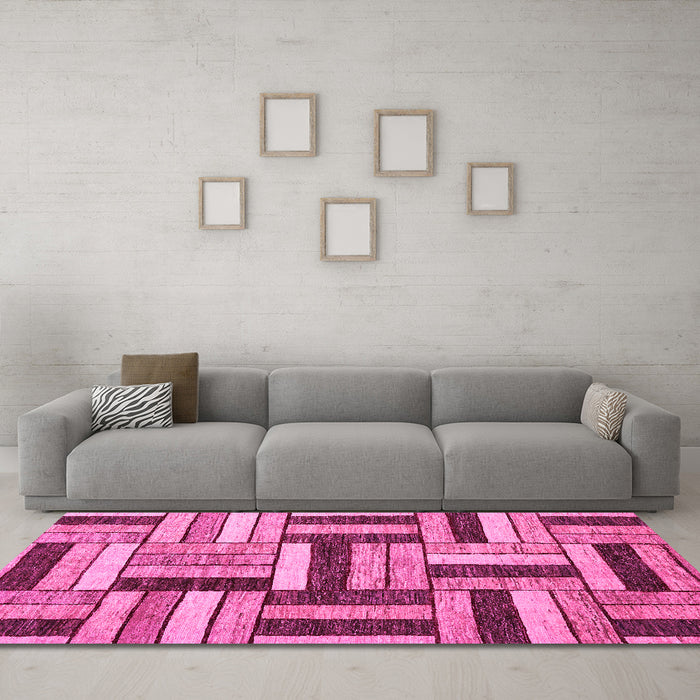 Machine Washable Abstract Pink Modern Rug in a Living Room, wshabs331pnk