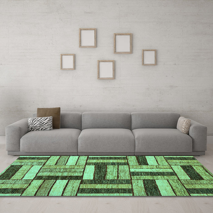 Machine Washable Abstract Turquoise Modern Area Rugs in a Living Room,, wshabs331turq