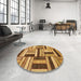 Round Abstract Orange Modern Rug in a Office, abs331