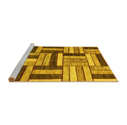 Sideview of Machine Washable Abstract Yellow Modern Rug, wshabs331yw